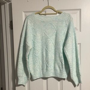 SHEIN Light Blue Cable Knit Sweater